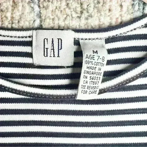 GAP Kids Black and White Striped Cotton Dress Size 7-8 Years - Picture 7 of 8